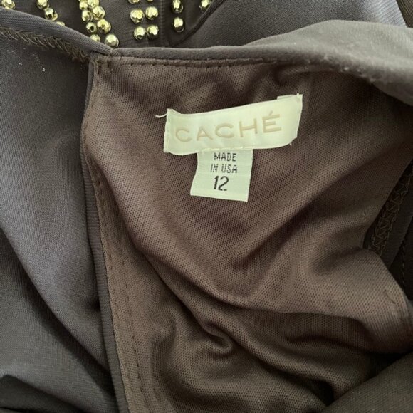 Caché beaded charcoal grey sleeveless draped dress, 12 - Picture 4 of 7